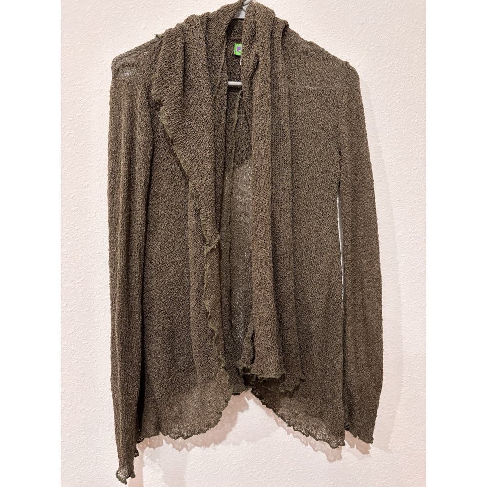 Purp7e Open Front Cardigan S/M‎ Green Rayon Earthy Fairycore Goblincore Mossy - Picture 2 of 16